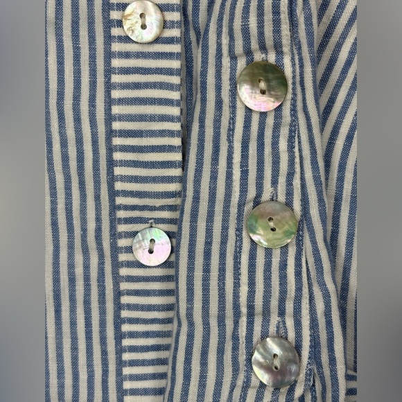 J. Jill Blue and White Striped Linen Sleeveless Button Front Tunic Size Medium - Picture 9 of 9